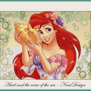 Ariel and the voice of the sea, cross stitch pattern, cross stitch Ariel, Ariel, Ariel cross stitch, Ariel pattern Kids room decoration DIY
