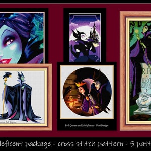 Maleficent package Cross stitch pattern Villains cross stitch Evil cross stitch Tale heroes pattern Home decor Wall decor Kids room decor