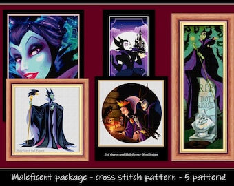 Maleficent Cross Stitch Pattern: Villains Tale, Home Decor (PDF Pattern)