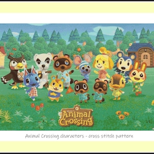 Personajes de Animal Crossing Patrón de punto de cruz Héroes de cuentos Punto de cruz Decoración de habitación infantil Personajes de cuentos Punto de cruz DIY Habitación infantil