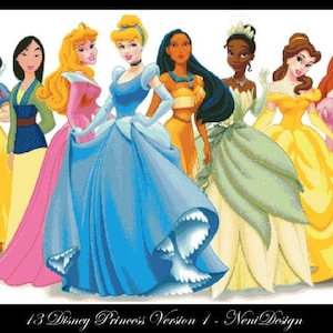 13 Princess version 1 Aurora pink dress Cross stitch pattern DIY princess cross stitch Girl room decoration Tale heroes cross stitch Kids