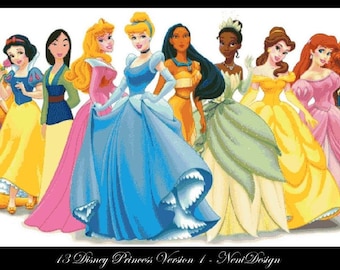 13 Princess version 1 Aurora pink dress Cross stitch pattern DIY princess cross stitch Girl room decoration Tale heroes cross stitch Kids