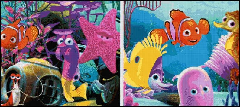 Finding Nemo Collage Cross Stitch Pattern Nemo Pattern Nemo Cross ...