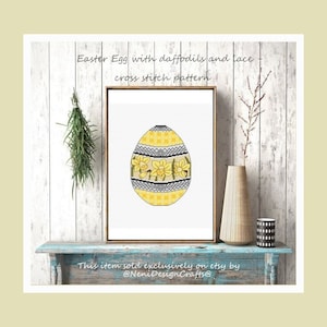Easter eggs with Daffodils and Lace Cross stitch pattern Easter cross stitch Easter pattern Eggs cross stitch Eggs pattern Easter decoration