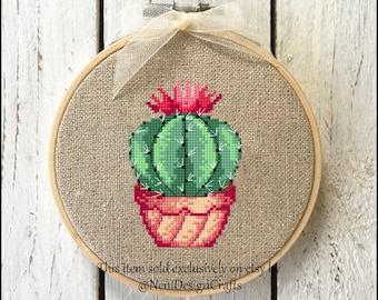 Cactus Mini Cross Stitch Pattern, Home Decor DIY (PDF Pattern)