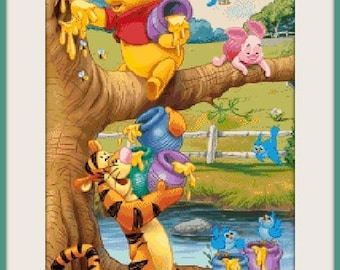 Patrón de punto de cruz de Winnie the Pooh, decoración para habitación infantil (patrón en PDF)