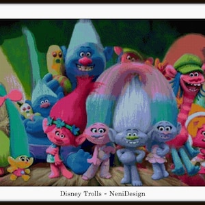 Trolls Cross stitch pattern Trolls Kids room decoration Tale hero cross stitch DIY Trolls Modern kids room decoration DIY tale figre