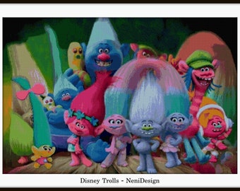 Trolls Cross stitch pattern Trolls Kids room decoration Tale hero cross stitch DIY Trolls Modern kids room decoration DIY tale figre