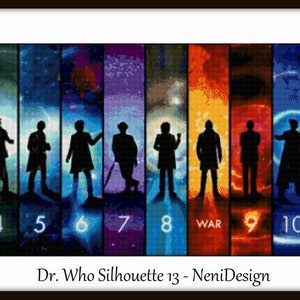 Dr Who Silueta 13 Punto de cruz Dr Who Patrón de punto de cruz Silueta de punto de cruz DIY Decoración de habitación de niños Patrón de decoración de habitación DIY imagen 1