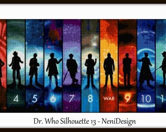 Dr Who Silhouette 13 Cross stitch Dr Who Cross stitch pattern Cross stitch silhouette DIY Kids room decoration DIY room decor pattern