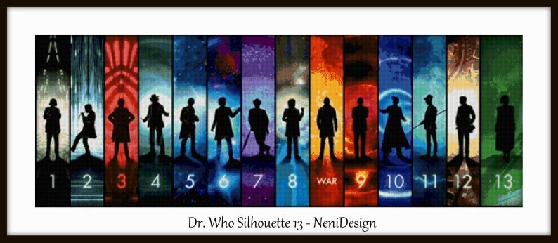 Dr Who Silueta 13 Punto de cruz Dr Who Patrón de punto de cruz Silueta de punto de cruz DIY Decoración de habitación de niños Patrón de decoración de habitación DIY imagen 1