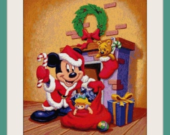 Mickey Mouse Santa Claus Cross Stitch Pattern (Digital Download)