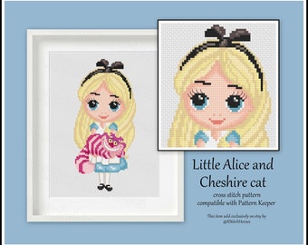 Alice in Wonderland Cross Stitch Pattern, Cheshire Cat (PDF Pattern)