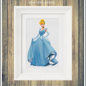 Figura completa de la princesa Cenicienta Patrón de punto de cruz Princesa punto de cruz Decoración del hogar Decoración de la habitación de los niños Punto de cruz de Cenicienta Héroes de cuento