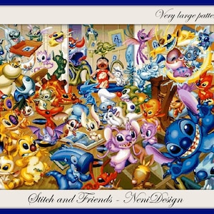 Stitch and Friends Cross stitch pattern Cute stitch pattern Stitch and friends Tale heroes cross stitch Kids room decoration DIY Stitch