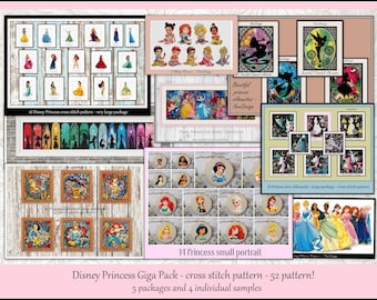 52 Princess Cross Stitch Patterns, Tale Heroes (Digital Download)