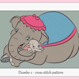 Dumbo 2 Padrão de ponto cruz Padrão Dumbo Ponto cruz Dumbo Decoração de quarto infantil DIY Dumbo DIY ponto cruz Padrão de ponto cruz de herói de conto