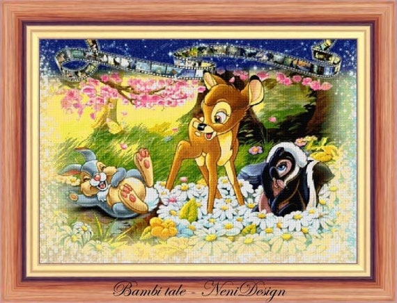 Bambi Cross Stitch Pattern, Tale Heroes, Kids Room (PDF Pattern