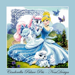 Cinderella Palace Pets Cross stitch pattern DIY princess cross stitch Pets cross stitch Princess and pets pattern Kids room tale decoraiton