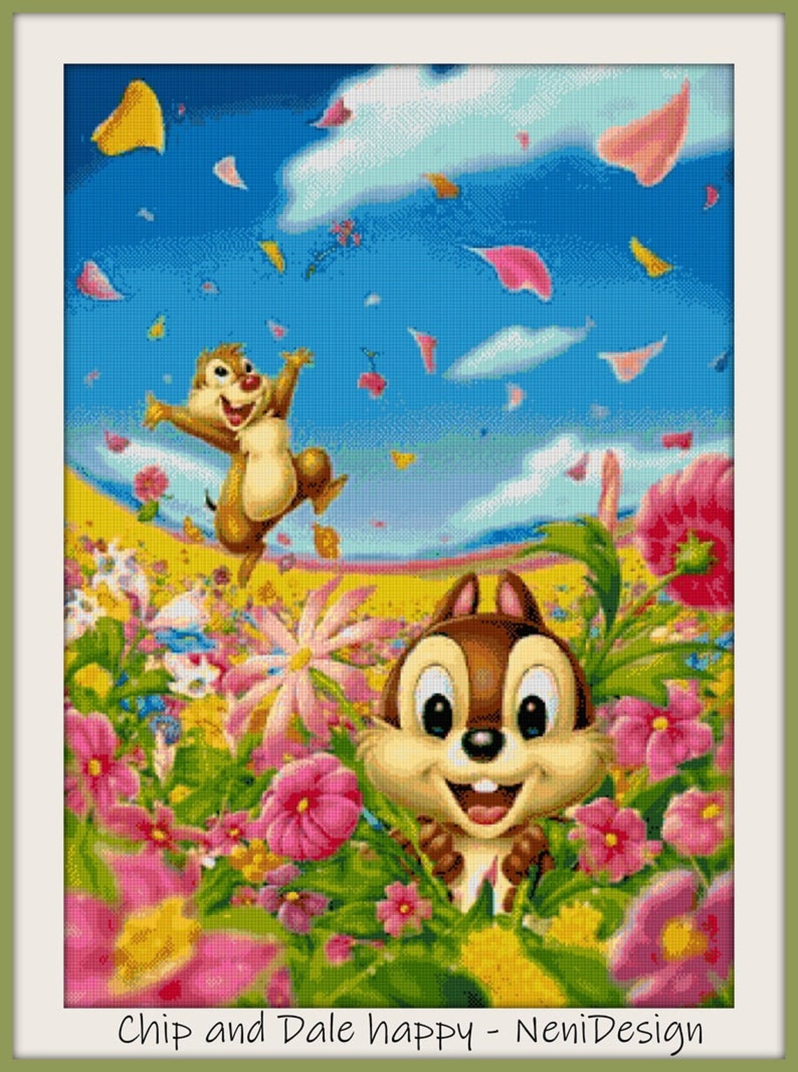 Chip and Dale Happy, Cross Stitch Pattern,chip and Dale Cross Stitch ...