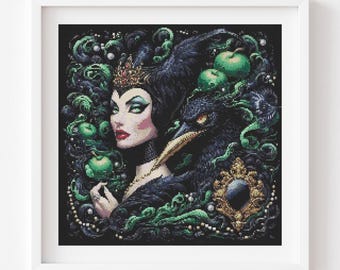 Maleficent Cross stitch, Evil lovers, Modern Secret world, (PDF pattern)