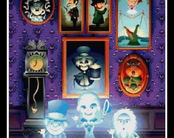 Happy Haunts Cross stitch pattern DIY haunted mansion cross stitch DIY halloween decoration Halloween cross stitch Haunts cross stitch