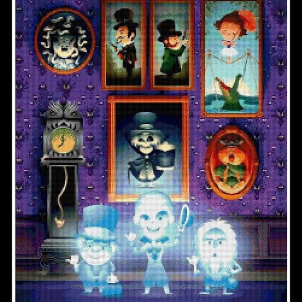 Happy Haunts Cross stitch pattern DIY haunted mansion cross stitch DIY halloween decoration Halloween cross stitch Haunts cross stitch