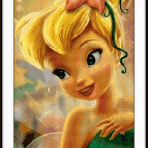 Beautiful Tinkerbell, cross stitch pattern, Tinkerbell, Tinkerbell cross stitch Kids room decoration DIY Tinkerbell DIY cross stitch