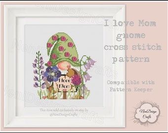 Mom Gnome Cross Stitch Pattern: Mother's Day DIY (PDF Pattern)