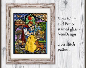 白雪姫ステンドグラス風クロスステッチ図案（PDF図案） - Etsy 日本
