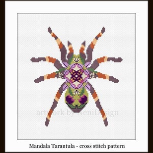 Mandala Tarantula, cross stitch pattern, cross stitch embroidery, mandala cross stitch, tarantula cross stitch, tarantula pattern