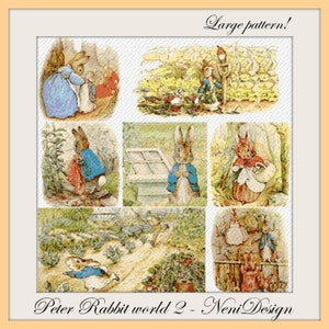 Beatrix Potter Peter Rabbit Cross stitch pattern World 2 Home decor PDF pattern Digital cross stitch Instant download Cute Rabbit Gift