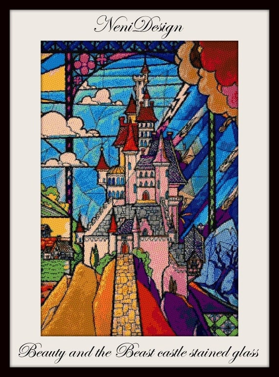 DISNEY WDW LA BELLA E LA BESTIA VETRO COLORATO