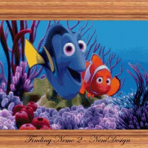 Finding Nemo 2 Cross stitch pattern Cross stitch Nemo Tale heroes cross stitch Kids room decoration DIY Nemo pattern Cute Nemo cross stitch