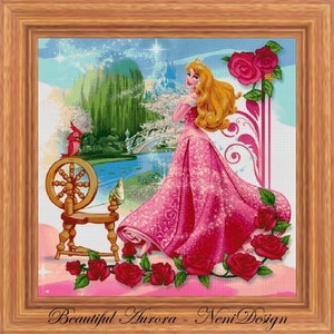Beautiful Aurora Cross stitch pattern Cross stitch Aurora Cross stitch tale figure Kids room decoration Sleeping Beauty Princess pattern