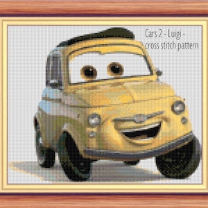Cars 2 Luigi Cross stitch pattern Cross stitch Luigi pattern Luigi cross stitch DIY Cars 2 cross stitch Cars 2 pattern Kids room decoration
