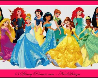 13 Princess new Cross stitch pattern Princess cross stitch Kids room decoration Girl decoration Girl cross stitch DIY princess Tale heroes