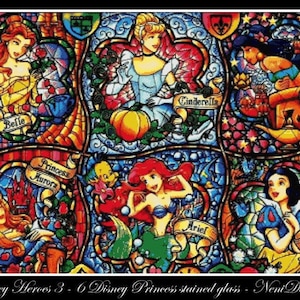 Heroes 9 Princess stained glass DIY princess cross stitch Tale heores cross stitch DIY stained glass cross stitch Princess stained glass