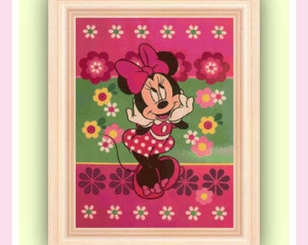Minnie Mouse Cross Stitch Pattern, DIY Kids Room Decor (PDF Pattern)