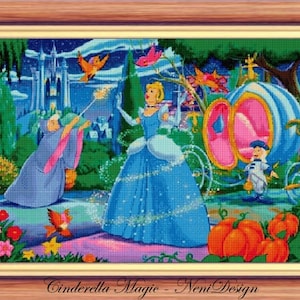 Cinderella Magic Cross stitch pattern Cinderella cross stitch Tale scene cross stitch DIY princess cross stitch Princess pattern Cinderella