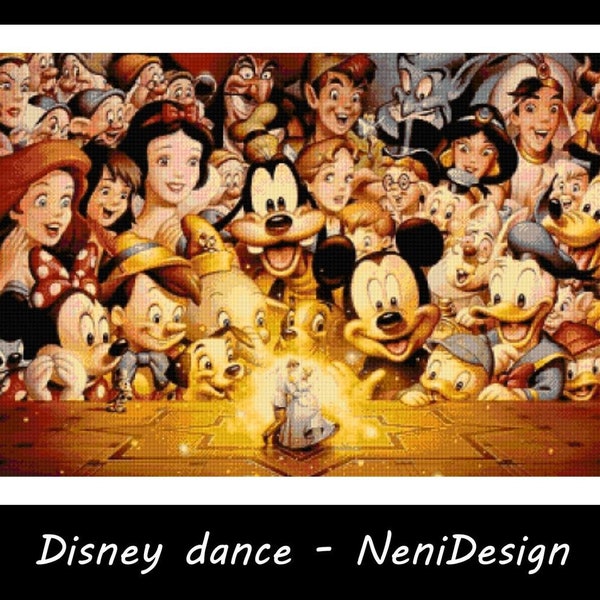 Hero dance Cross stitch pattern Kids room decoration Tale hero cross stitch DIY Mickey and friends Modern kids room DIY tale hero pattern