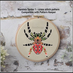 Mandala Spider 1 Cross stitch pattern Mandala animal Mandala cross stitch DIY spider pattern Animal cross stitch Home decoration DIY mandala