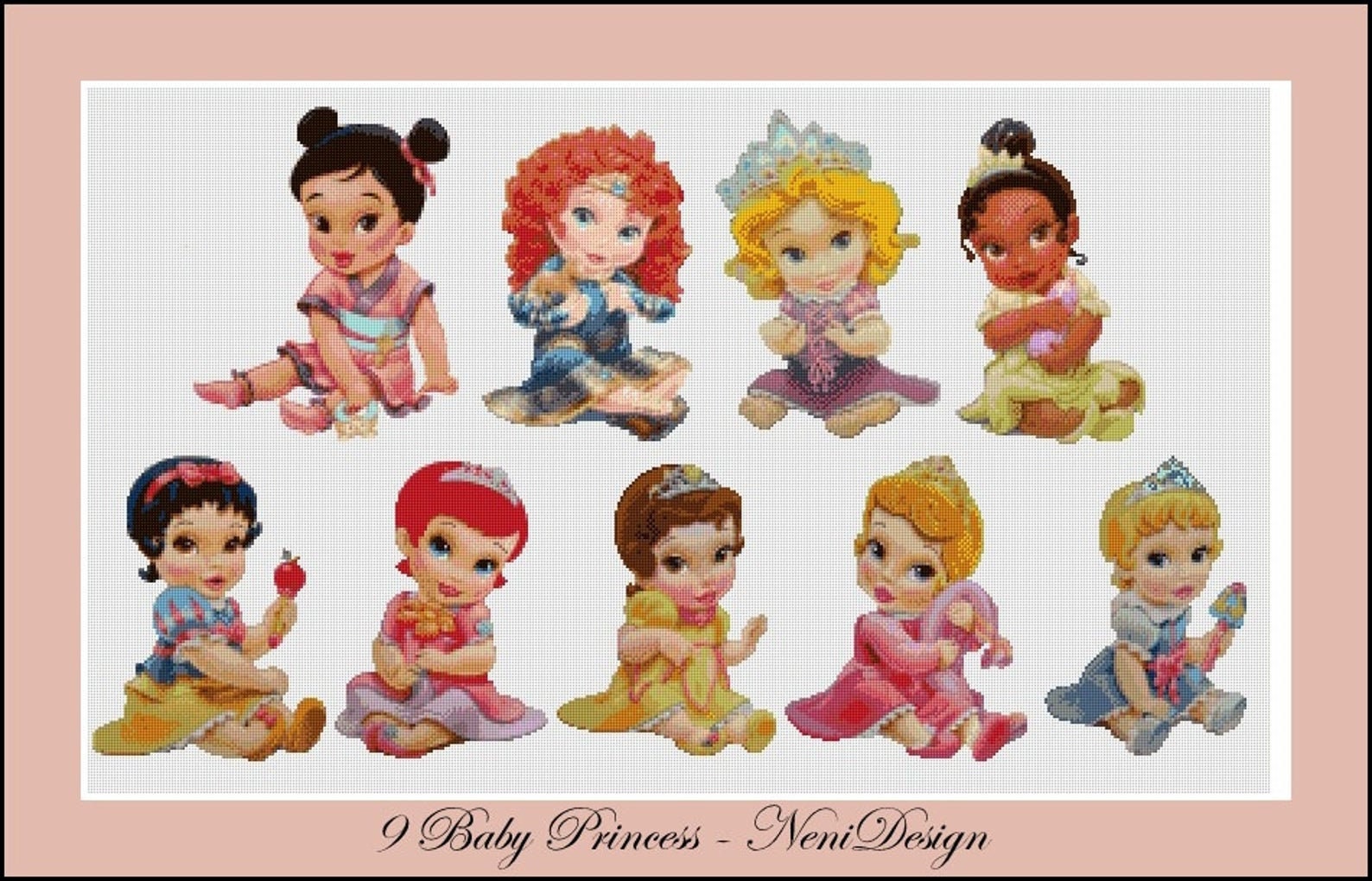 9 Baby Princess Cross Stitch Pattern Princess Cross Stitch DIY Baby  Princess Baby Princess Pattern Kids Room Decoration Nursery Decoration -  Etsy