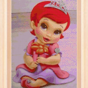 Ariel princess baby Cross stitch pattern DIY Ariel princess Kids room decoration Baby cross stitch Nursery decoration DIY princess pattern