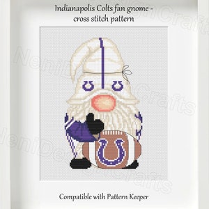 Football fan Gnome Cross stitch pattern DIY Gnome Football team cross stitch Cute gnome pattern DIY Cute decoration American Football gnome