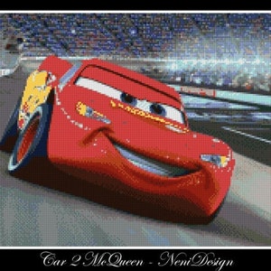 Patrón de punto de cruz de Rayo McQueen, decoración para habitación infantil (patrón en PDF)