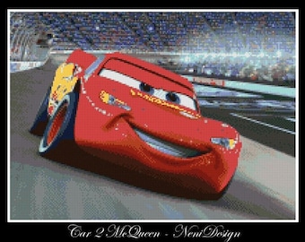 Lightning McQueen Cross Stitch Pattern, Kids Room Decor (PDF Pattern)