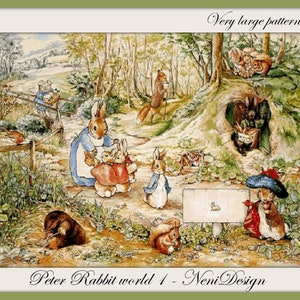 Beatrix Potter Peter Rabbit Cross stitch pattern Wold 1 Home decor PDF pattern Digital cross stitch Instant download Cute Rabbit Gift