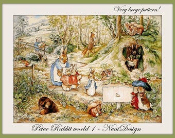 Beatrix Potter Peter Rabbit Cross stitch pattern Wold 1 Home decor PDF pattern Digital cross stitch Instant download Cute Rabbit Gift