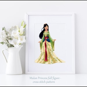 Mulan Princess full figure beautiful dress Cross stitch pattern Cross stitch Kids room decoration DIY Mulan cross stitch Mulan pattern